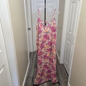 Old Navy 100% Rayon Plus Size  Floral Pink and Orange Dress